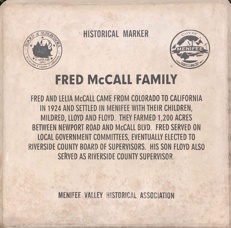Fred McCall Family Marker image. Click for full size.