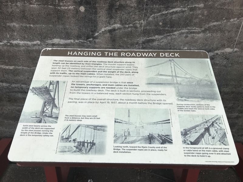Hanging the Roadway Deck Marker image. Click for full size.