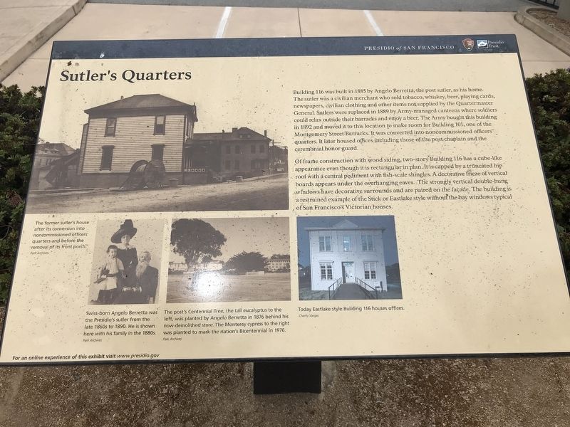 Sutler's Quarters Marker image. Click for full size.