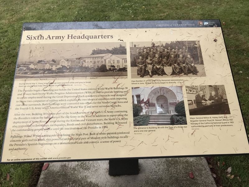 Sixth Army Headquarters Marker image. Click for full size.