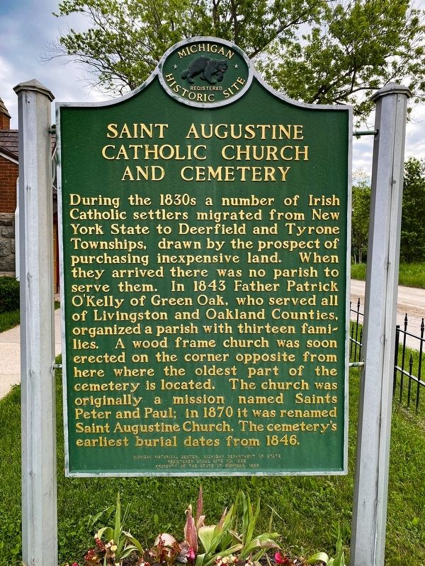 Saint Augustine Catholic Church and Cemetery Marker image. Click for full size.