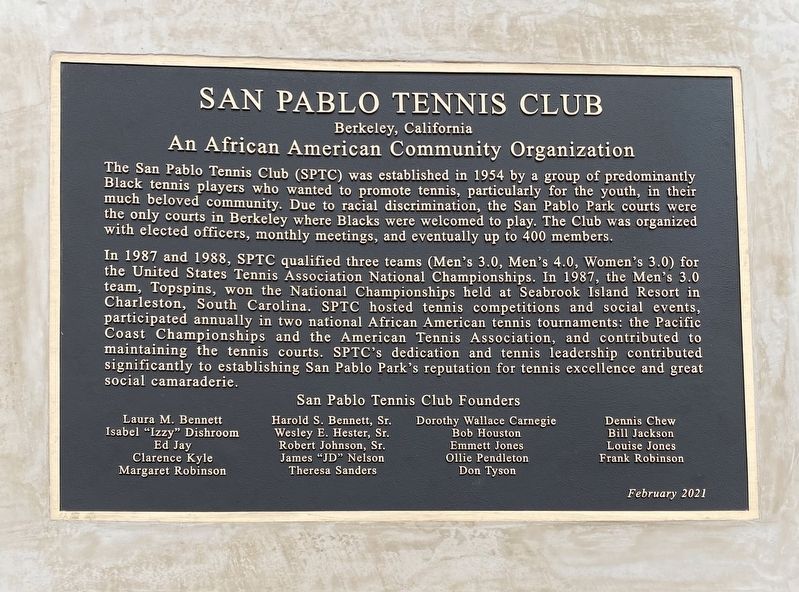 San Pablo Tennis Club Marker image. Click for full size.