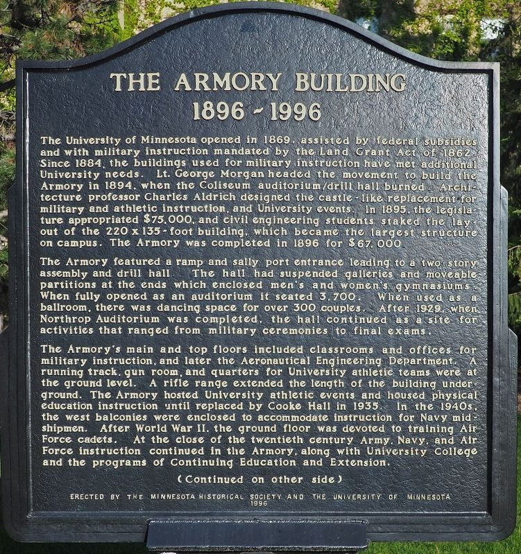 The Armory Building marker, obverse image. Click for full size.