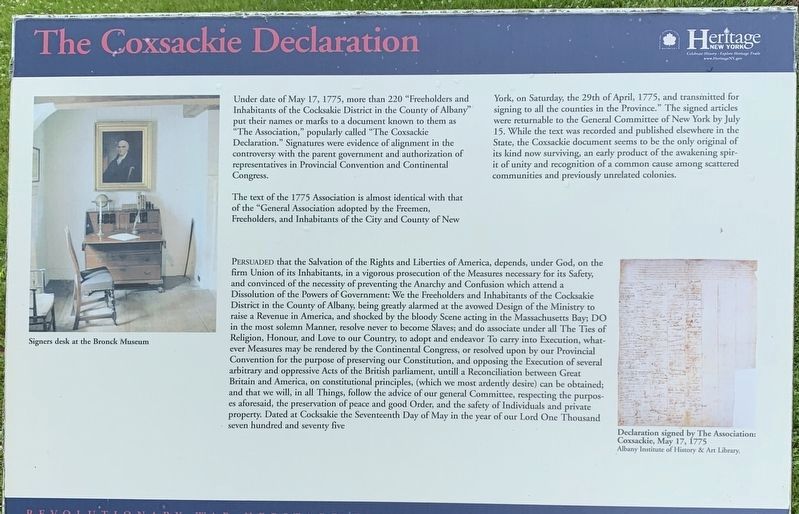 The Coxsackie Resolutions Marker image. Click for full size.