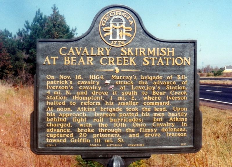 Cavalry Skirmish at Bear Creek Station Marker image. Click for full size.