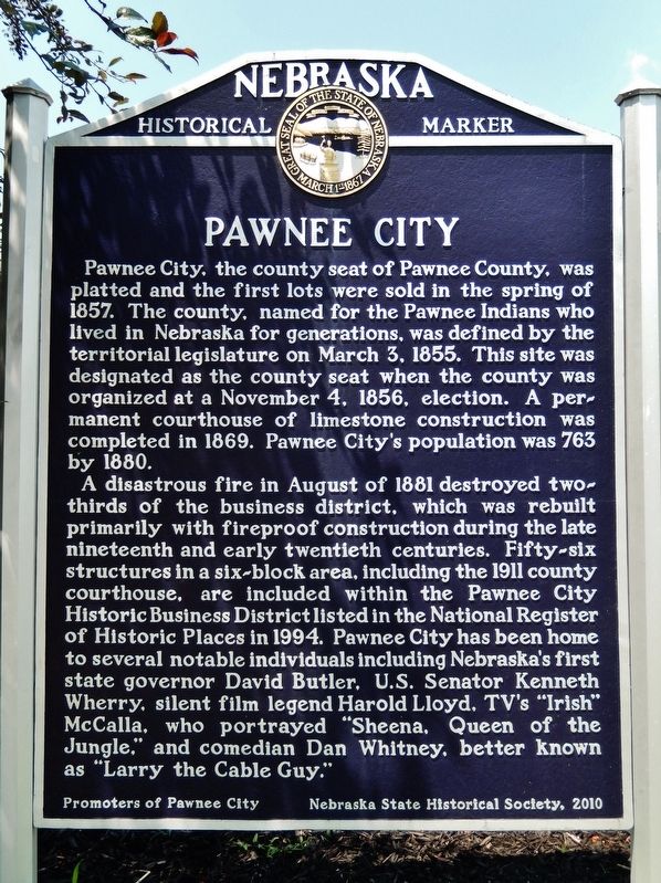 Pawnee City Marker image. Click for full size.