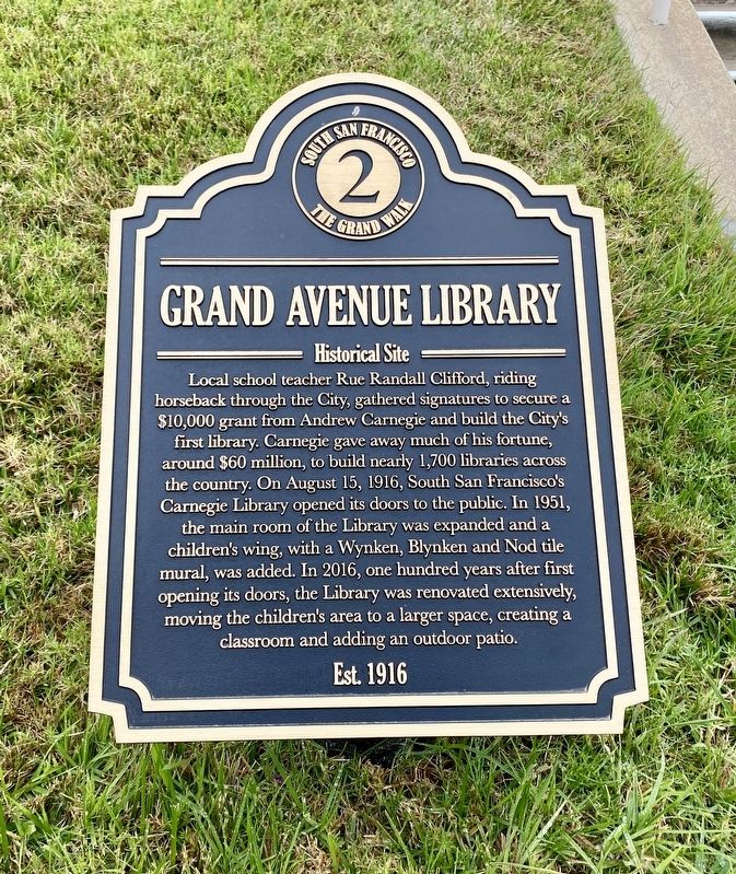 Grand Avenue Library Marker. Click for full size. Grand Avenue Library Marker image. Click for full size.