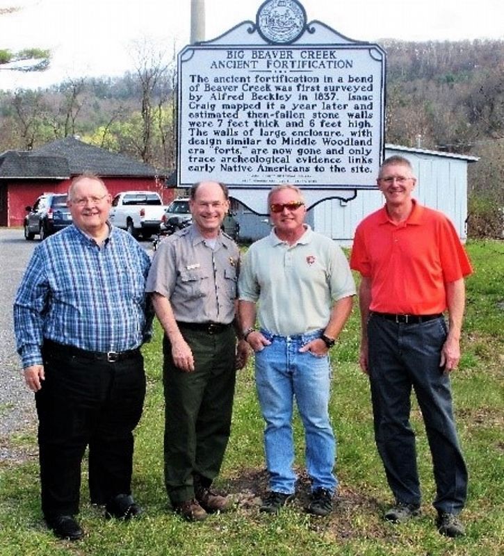 Dedication of Big Beaver Creek Ancient Fortification Marker, April 2017 image. Click for full size.