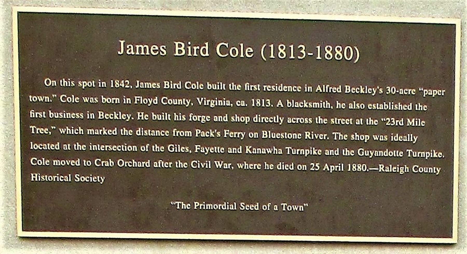 James Bird Cole (1813-1880) Marker image. Click for full size.