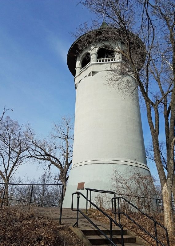Prospect Park Water Tower with marker on base image. Click for full size.