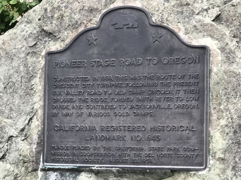 Pioneer Stage Road to Oregon Marker image. Click for full size.