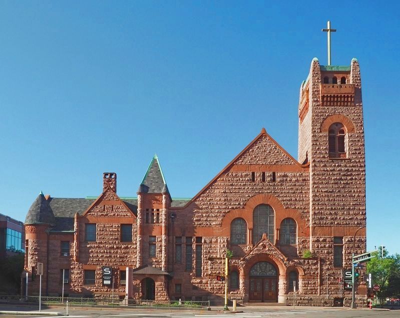 Wesley United Methodist Church, with marker mounted at center. Click for full size. Wesley United Methodist Church, with marker mounted at center image. Click for full size.