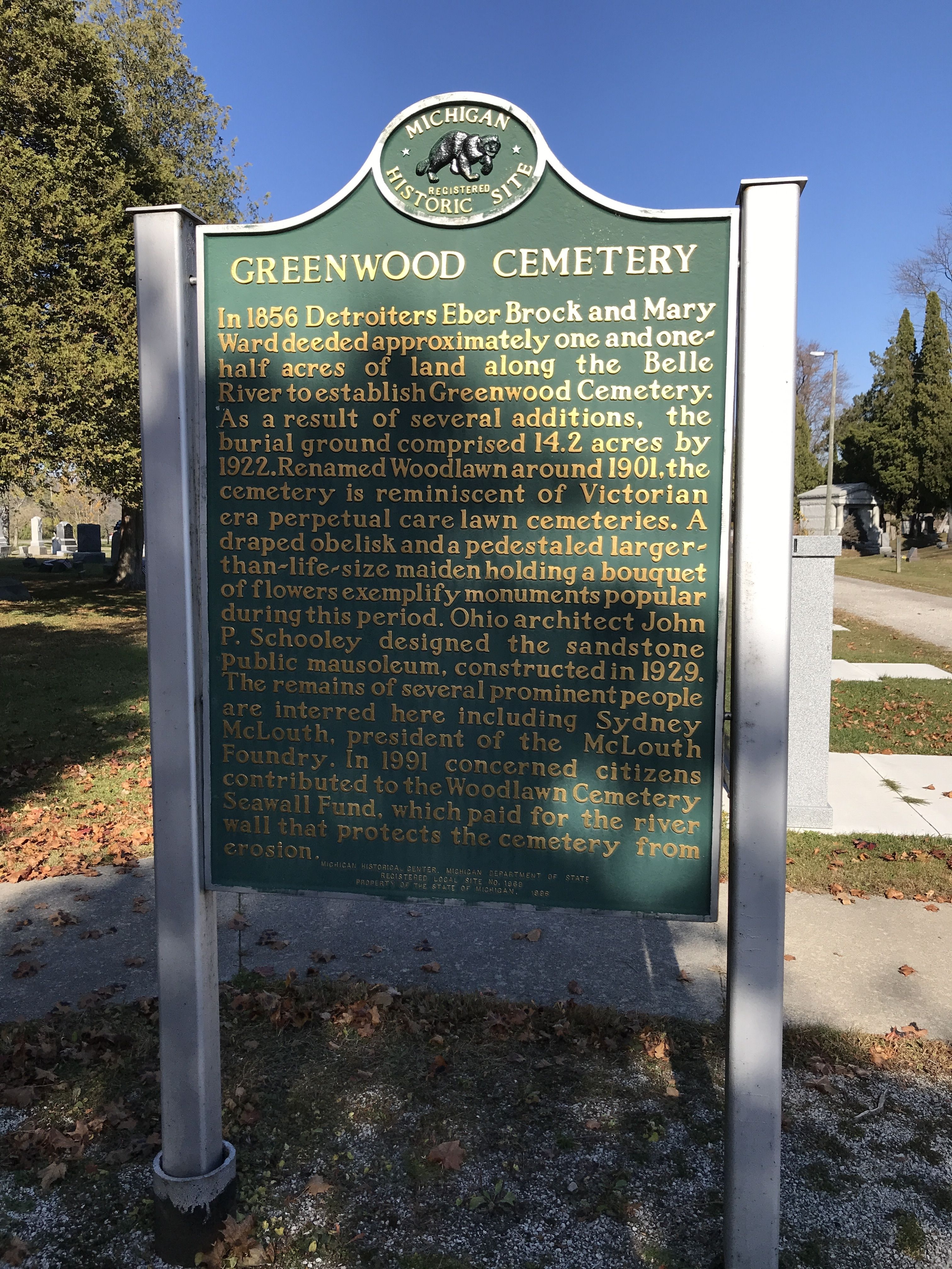 Greenwood Cemetery Marker