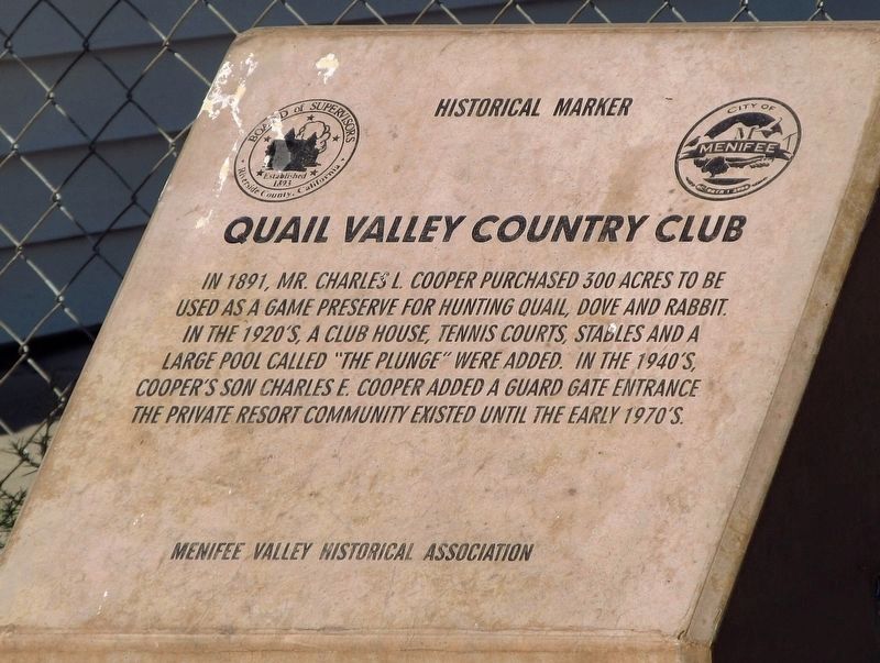 Quail Valley Country Club Marker image. Click for full size.