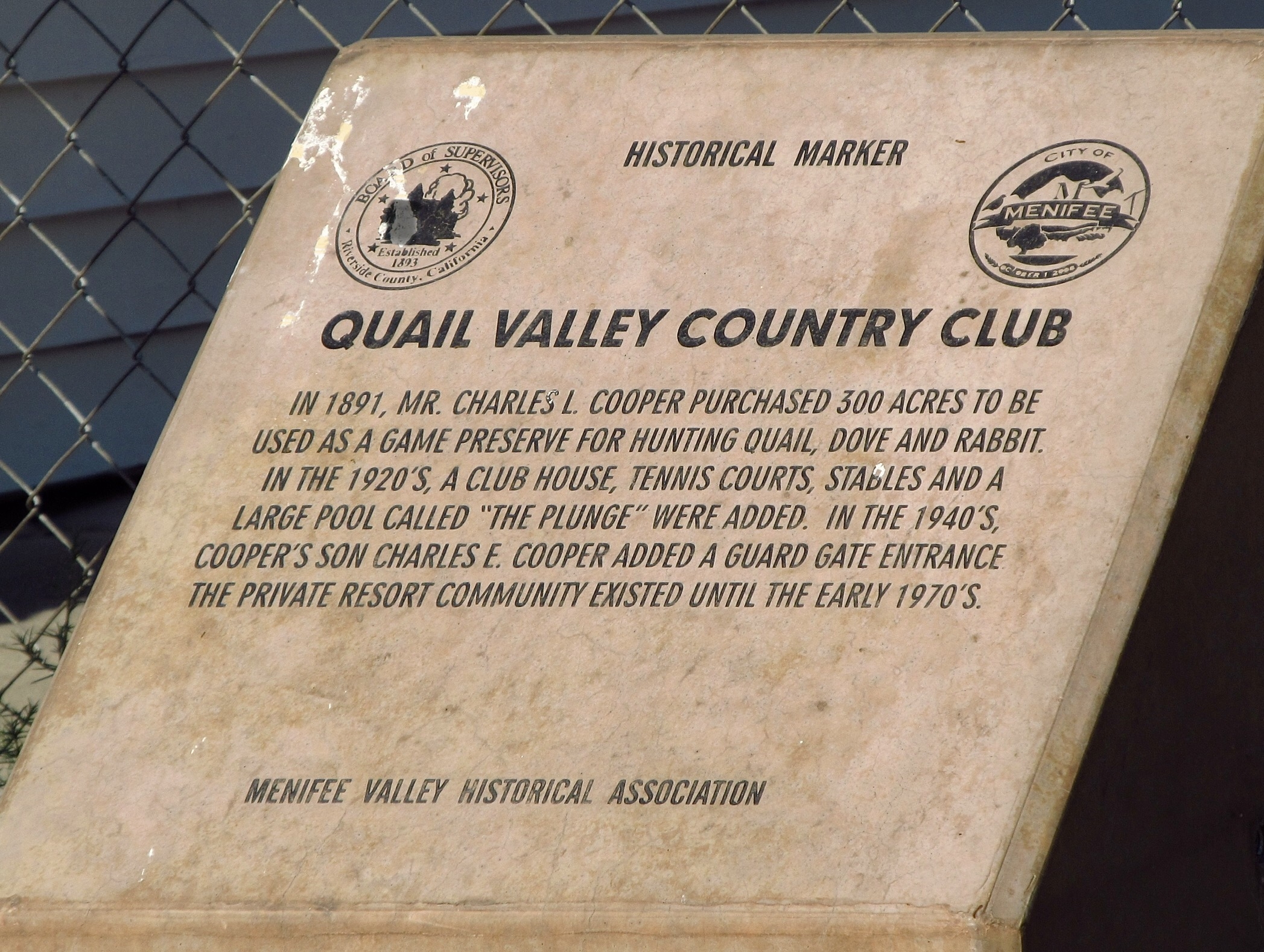 Quail Valley Country Club Marker