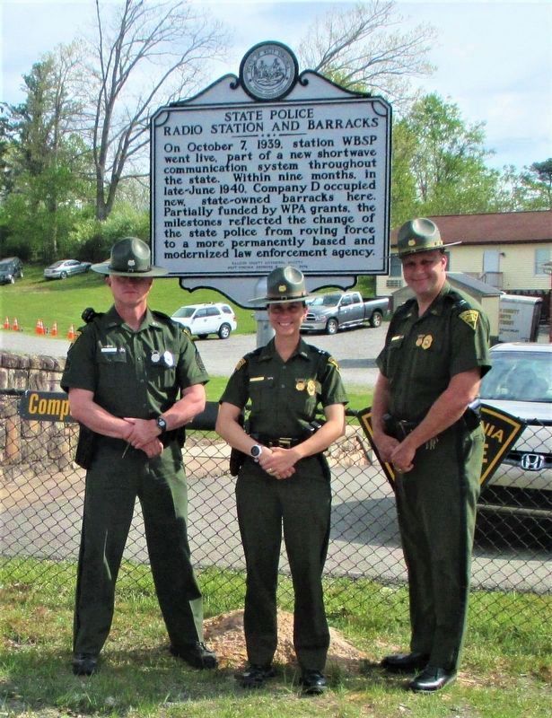 Dedication of State Police Radio Station And Barracks Marker image. Click for full size.