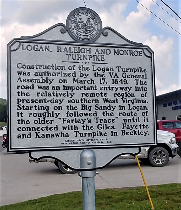Logan, Raleigh and Monroe Turnpike Marker image. Click for full size.