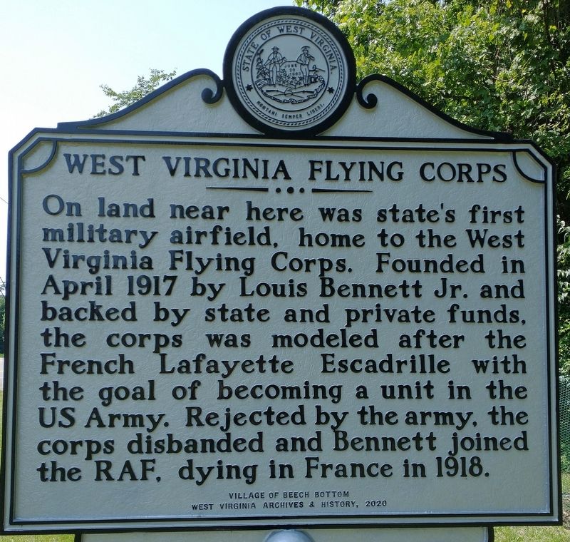 West Virginia Flying Corps Marker image. Click for full size.