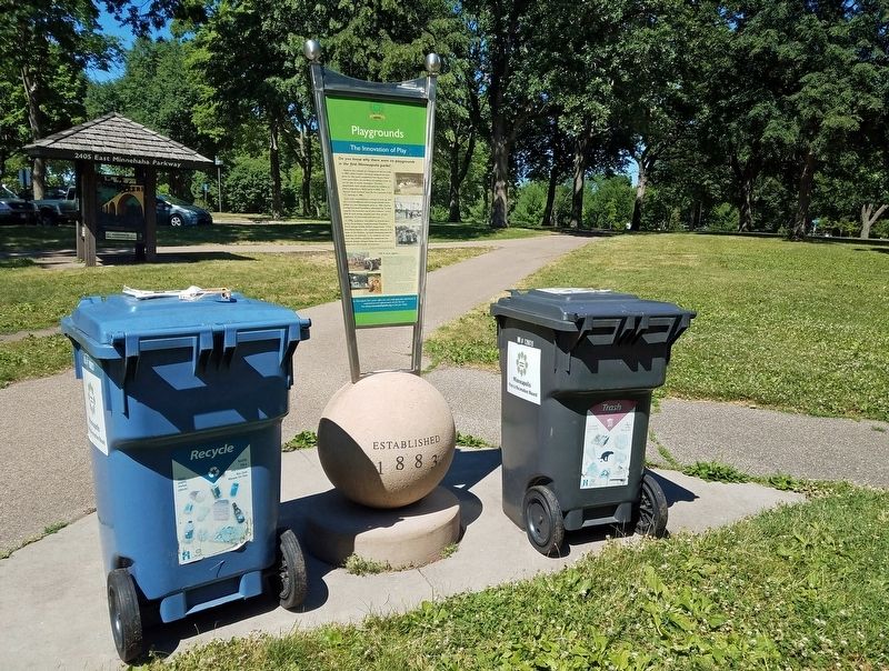 Marker just south of a parking lot off Minnehaha Parkway. Click for full size. Marker just south of a parking lot off Minnehaha Parkway image. Click for full size.