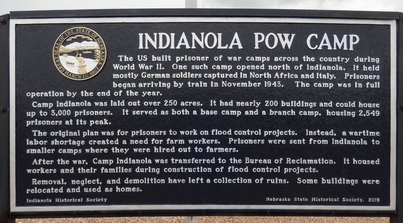 Indianola POW Camp Marker image. Click for full size.