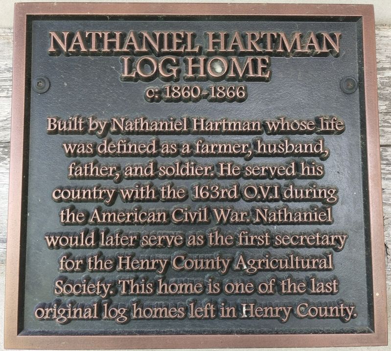 Nathaniel Hartman Log Home Marker image. Click for full size.