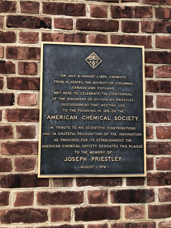American Chemical Society / Joseph Priestley Marker image. Click for full size.