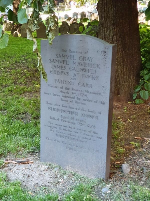 Victims of the Boston Massacre Marker. Click for full size. Victims of the Boston Massacre Marker image. Click for full size.