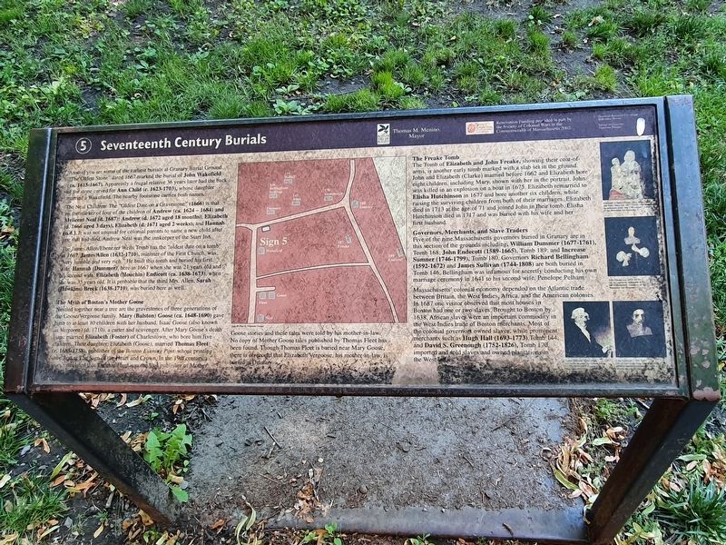 Seventeenth Century Burials Marker. Click for full size. Seventeenth Century Burials Marker image. Click for full size.