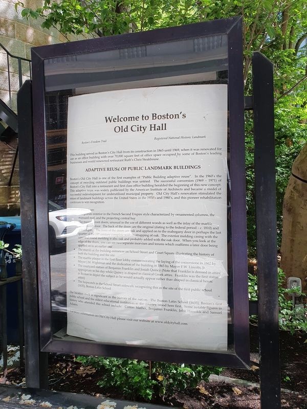 Welcome to Boston's Old City Hall Marker image. Click for full size.