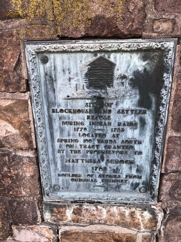 Site of Blockhouse and Settler Refuge During Indian Raids Marker image. Click for full size.