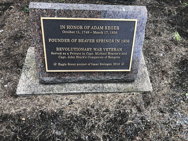 In Honor of Adam Reger Marker. Click for full size. In Honor of Adam Reger Marker image. Click for full size.