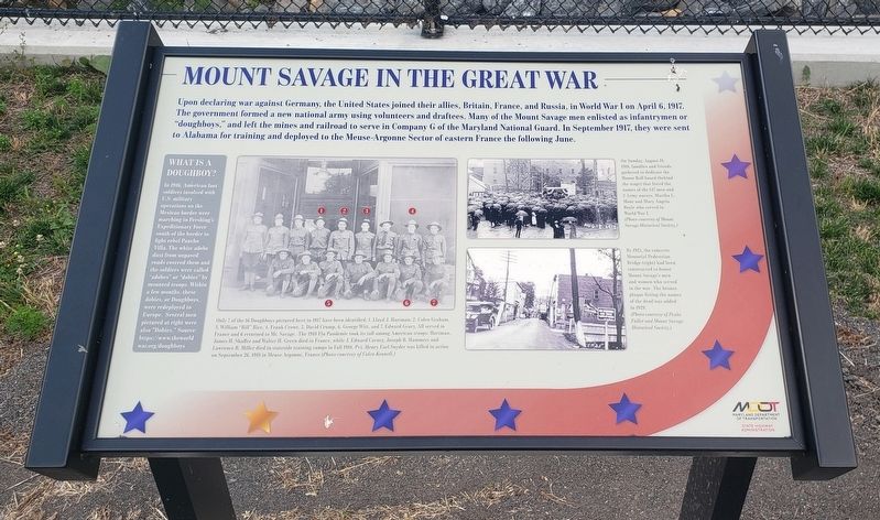 Mount Savage In The Great War Marker image. Click for full size.