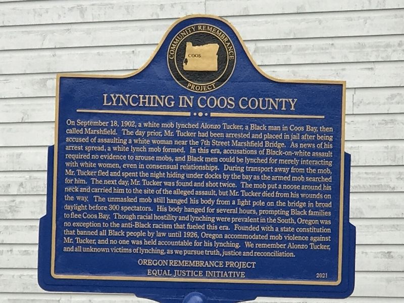 Lynching in Coos County Marker image. Click for full size.
