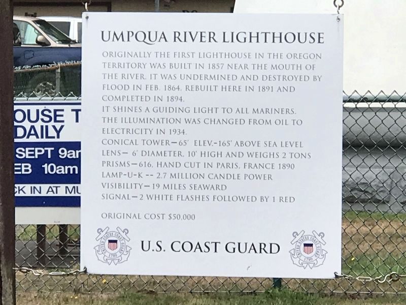 Umpqua River Lighthouse Marker. Click for full size. Umpqua River Lighthouse Marker image. Click for full size.