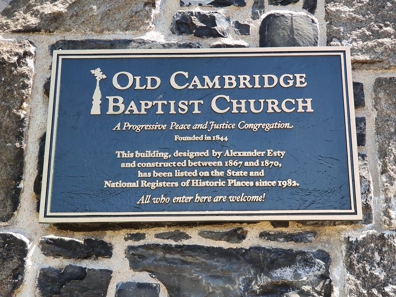 Old Cambridge Baptist Church Marker. Click for full size. Old Cambridge Baptist Church Marker image. Click for full size.