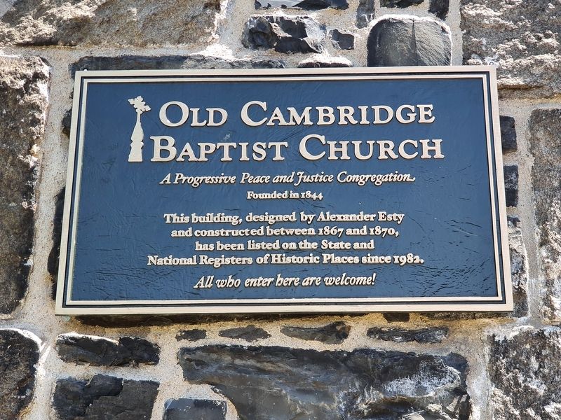 Old Cambridge Baptist Church Marker image. Click for full size.