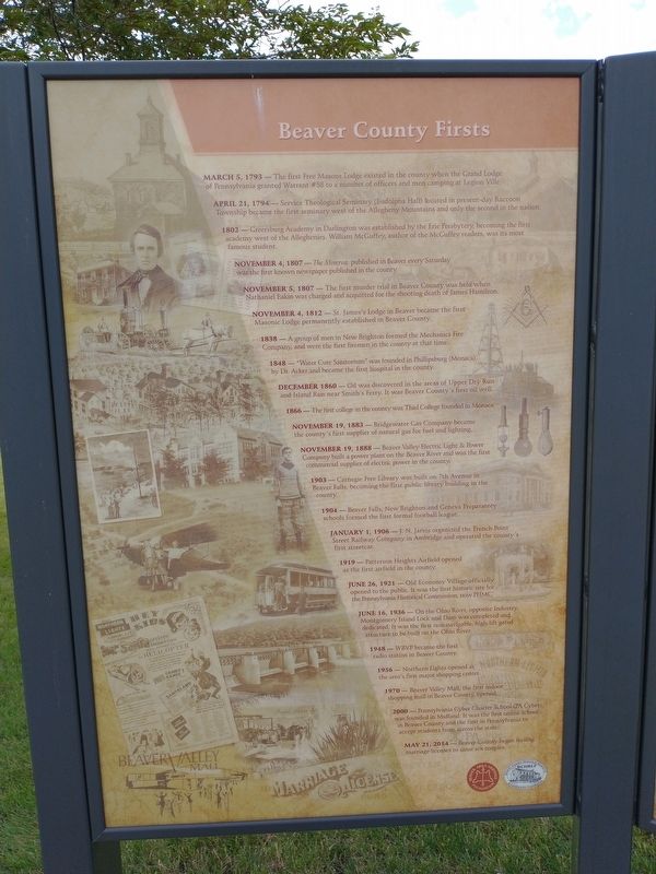 Beaver County Firsts Marker image. Click for full size.