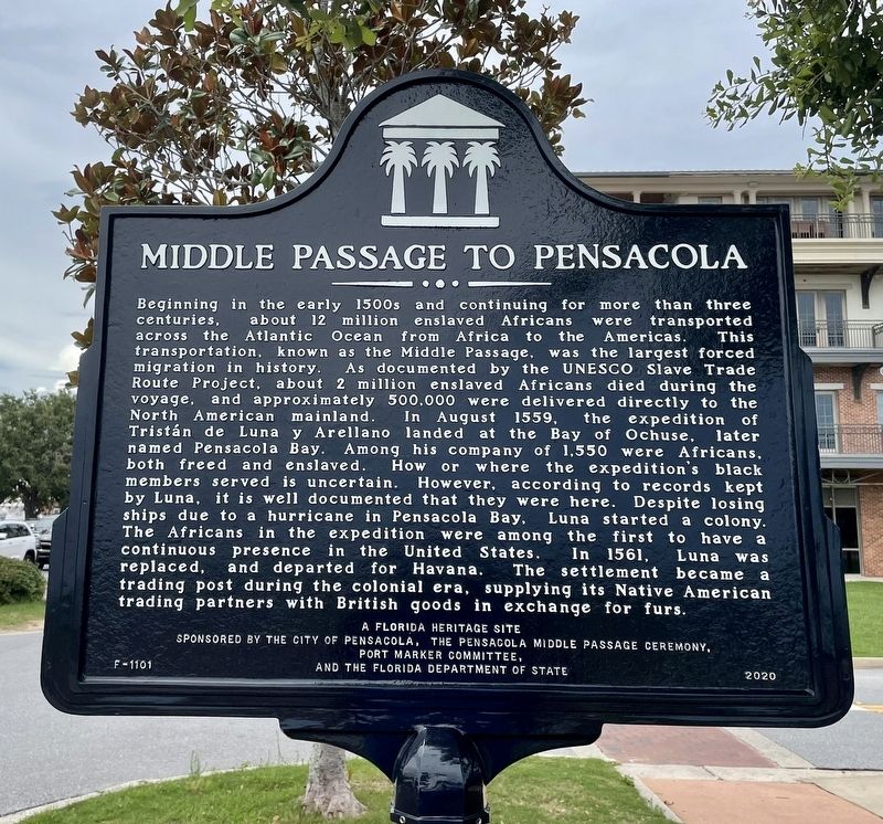 Middle Passage to Pensacola Marker image. Click for full size.
