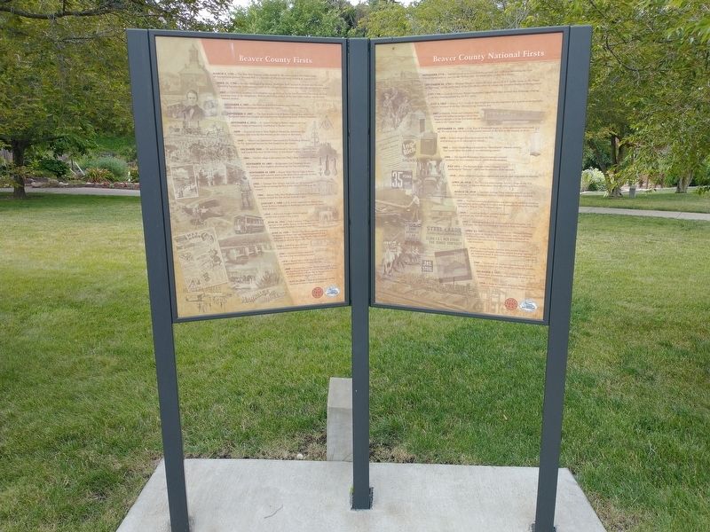 Beaver County Firsts Marker. Click for full size. Beaver County Firsts Marker image. Click for full size.