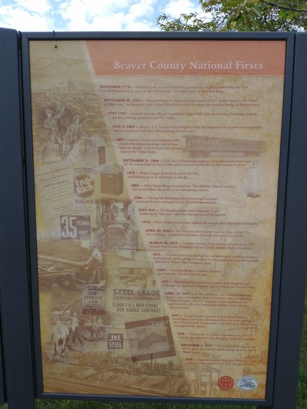 Beaver County National Firsts Marker image. Click for full size.