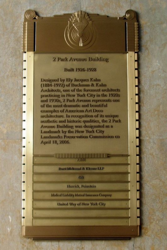 2 Park Avenue Building Marker. Click for full size. 2 Park Avenue Building Marker image. Click for full size.
