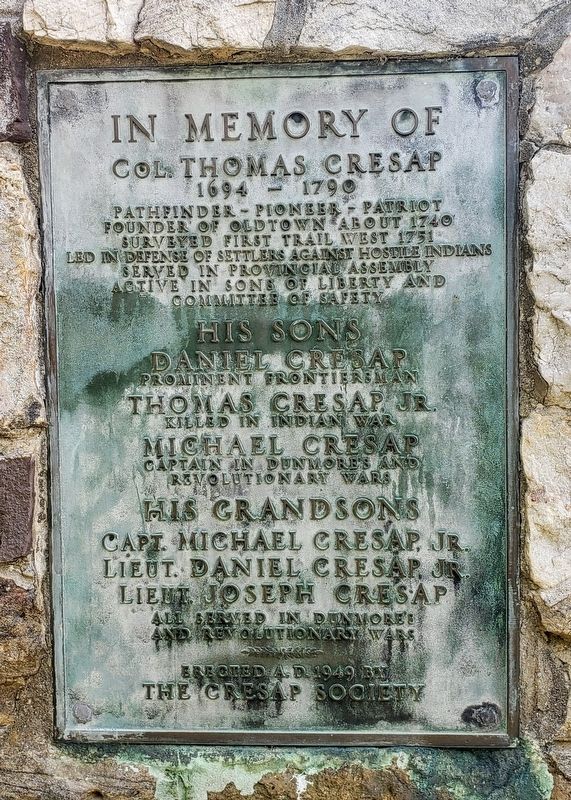 In Memory Of Col. Thomas Cresap Historical Marker