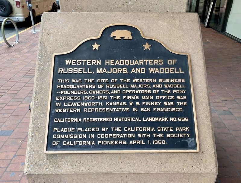 Western Headquarters of Russell, Majors, and Waddell Marker image. Click for full size.