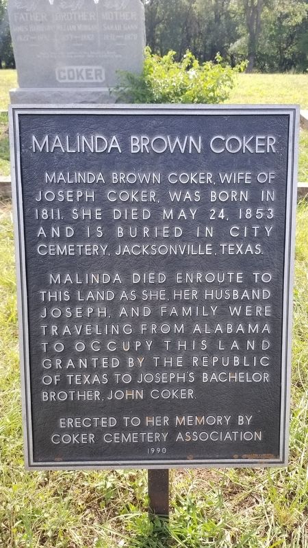 Malinda Brown Coker Marker image. Click for full size.