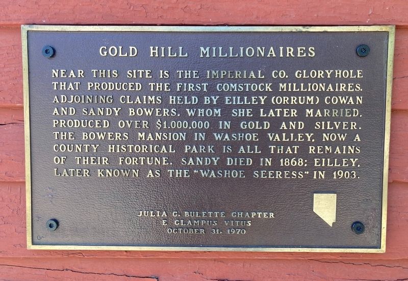 Gold Hill Millionaires Marker image. Click for full size.