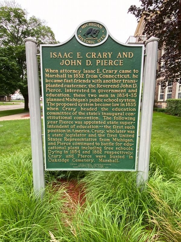 Isaac E. Crary and John D. Pierce Marker image. Click for full size.