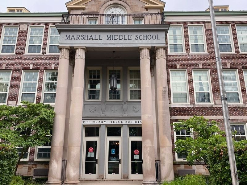 Marker is located at the school named for Crary and Pierce. image. Click for full size.