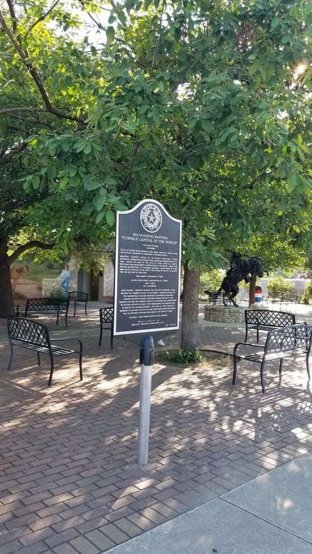 The marker in front of the Western Trail Heritage Park image. Click for full size.