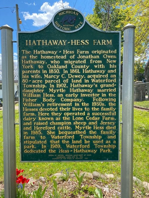 Hathaway-Hess Farm Marker image. Click for full size.