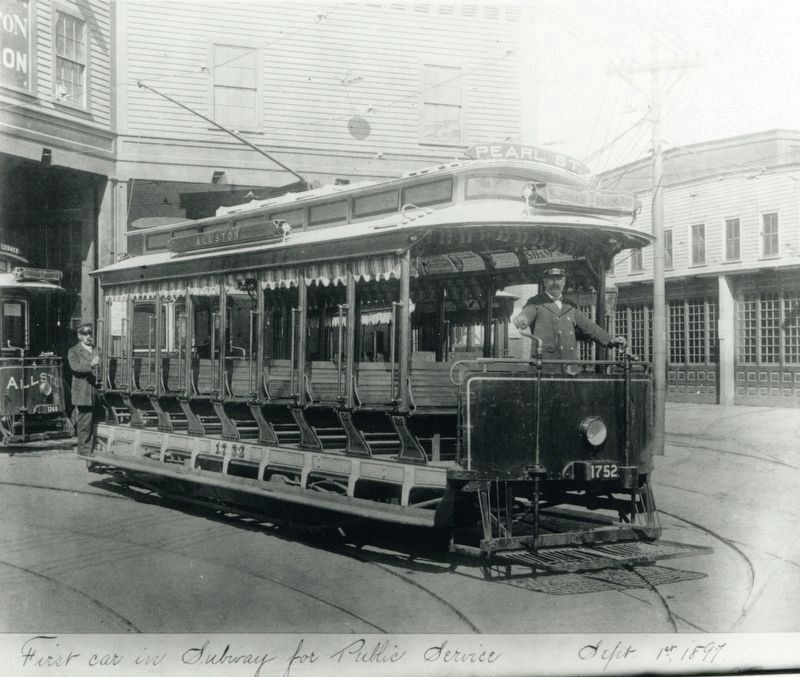 <i>First car in subway for public service, Tremont Street subway</i> image. Click for full size.
